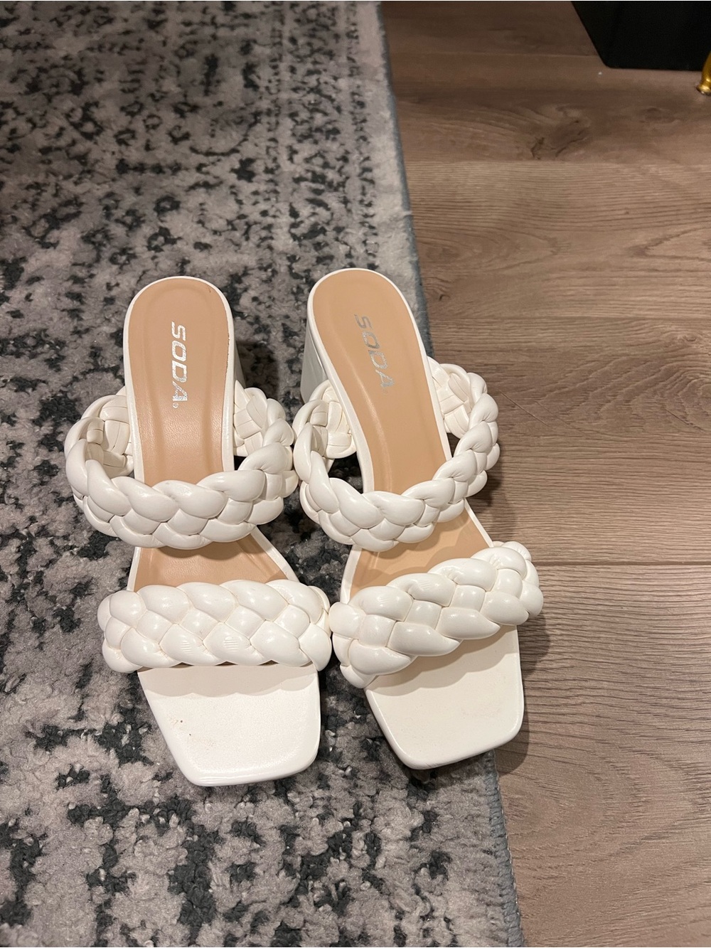 Soda White Braided Sandals - Women's